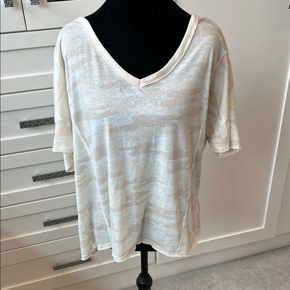 Lucky Brand Cream Camo Short Sleeve Tee
